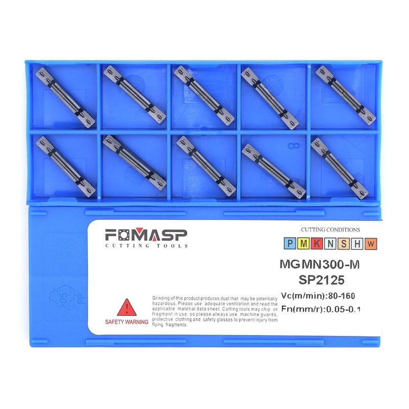 FomaSP MGMN300-M Carbide Grooving Inserts for MGEHR/L and MGIVR/L Grooving Cut-Off Tool Holder, Installed with KOLORY, PVD Coating, 10pcs - Image 1